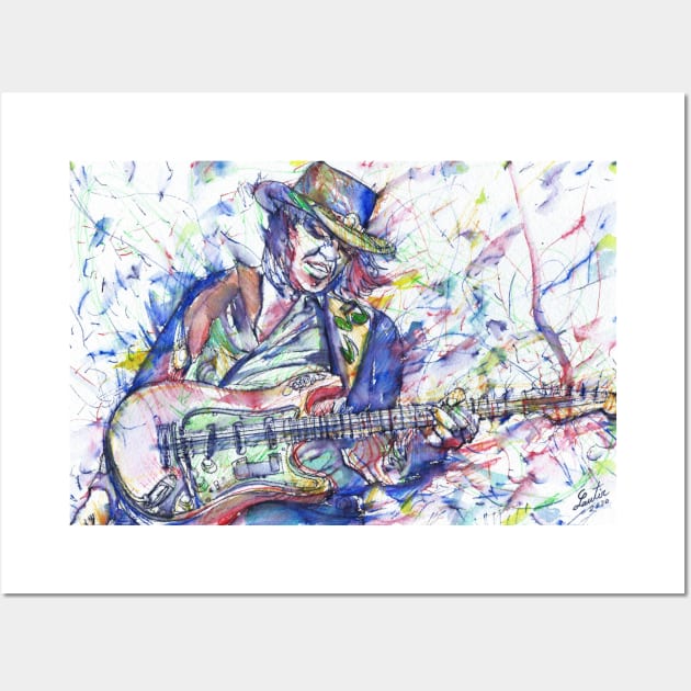 STEVIE RAY VAUGHAN- watercolor portrait .4 Wall Art by lautir